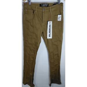 NWT VALABASAS Cotton Blend Pants Brown Solid Denim Men Size 34